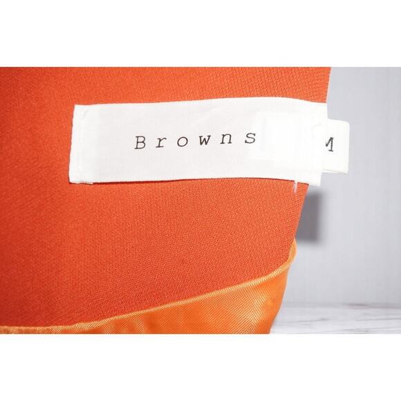Browns Orange Mini Dress with Sheer Pleated Sleeves – Size M – Mod Retro Lined - Picture 8 of 10